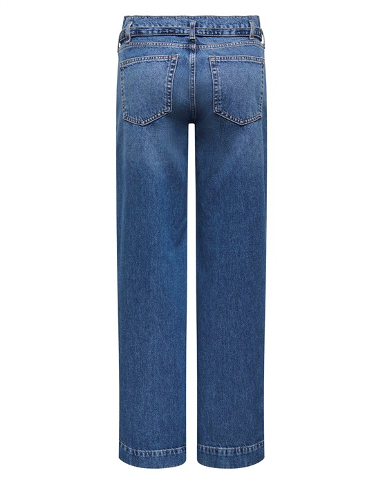 ONLBrenda Low Wide Belt Jeans - Dark Blue Denim